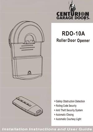RDO10A Roller Door Opener – Owners Manual User Guides