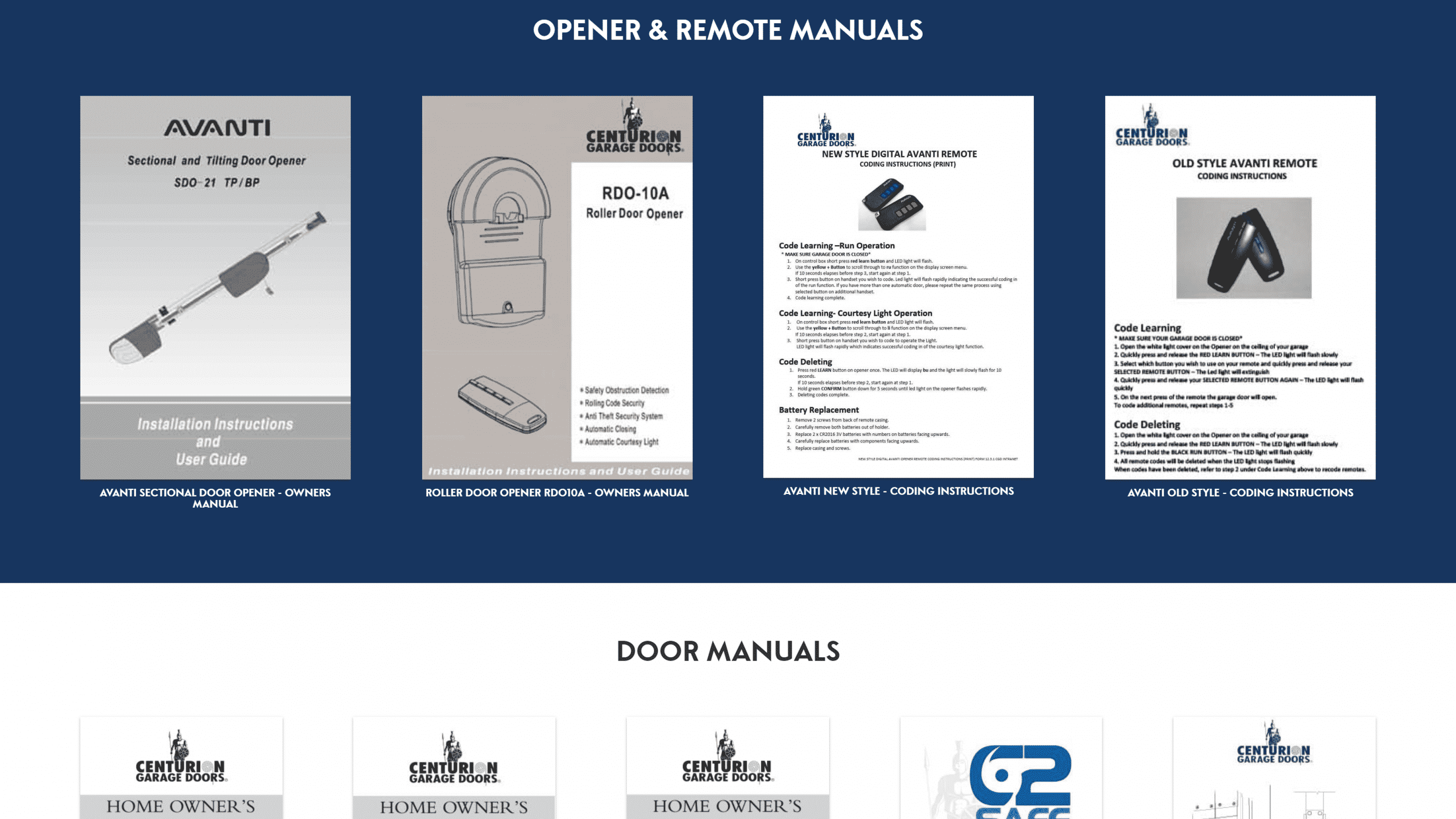 Garage Door Manuals & User Guides - Centurion Garage Doors