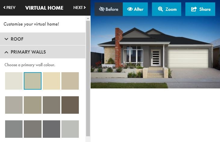 CGD visualiser tool page 2 to select roof and wall colours