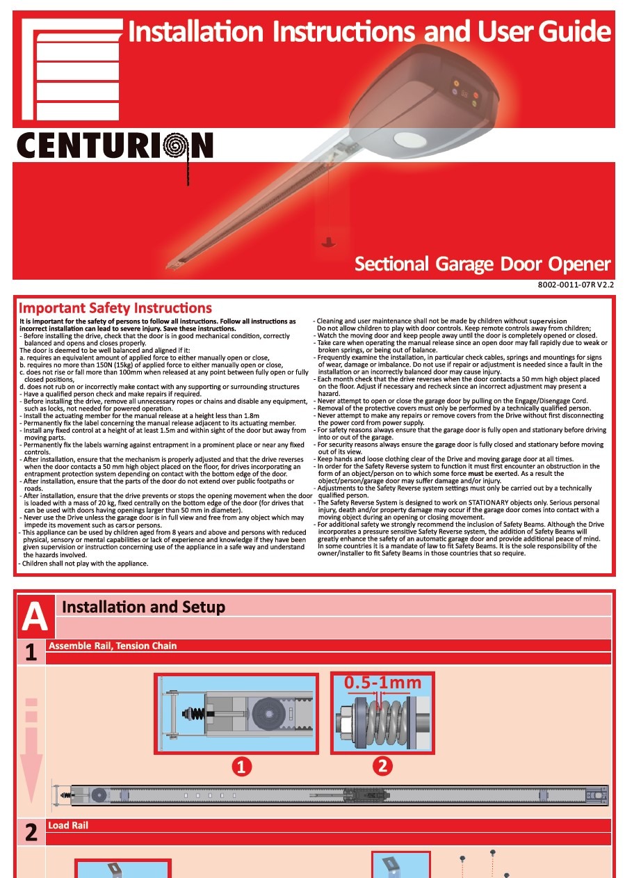 Centurion Garage Door Opener Installation Instructions image The Centurion Advantage